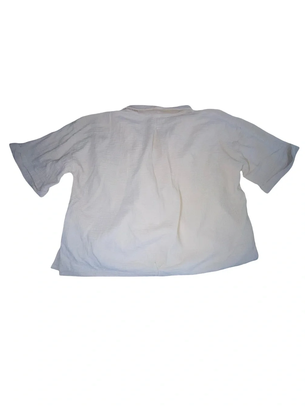 We The Free People Cream Cotton Gauze Oversized Short Sleeve Button Top XL - Picture 3 of 7